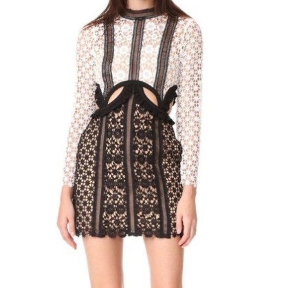 Self-Portrait Dresses & Skirts - Self Portrait Payne Cutout Mini Dress, Black White, UK 10 / US 6, New